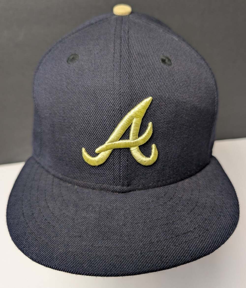 Atlanta Braves Navy Ball Cap Mens Size 7 5/8 New Era Sidepatch 59FIFTY 100% Wool